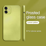 Original Square Frosted Tempered Glass Case For iPhone