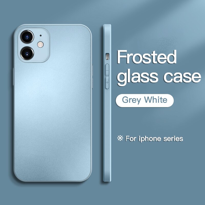 Original Square Frosted Tempered Glass Case For iPhone