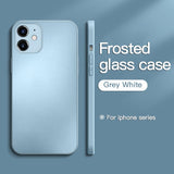 Original Square Frosted Tempered Glass Case For iPhone