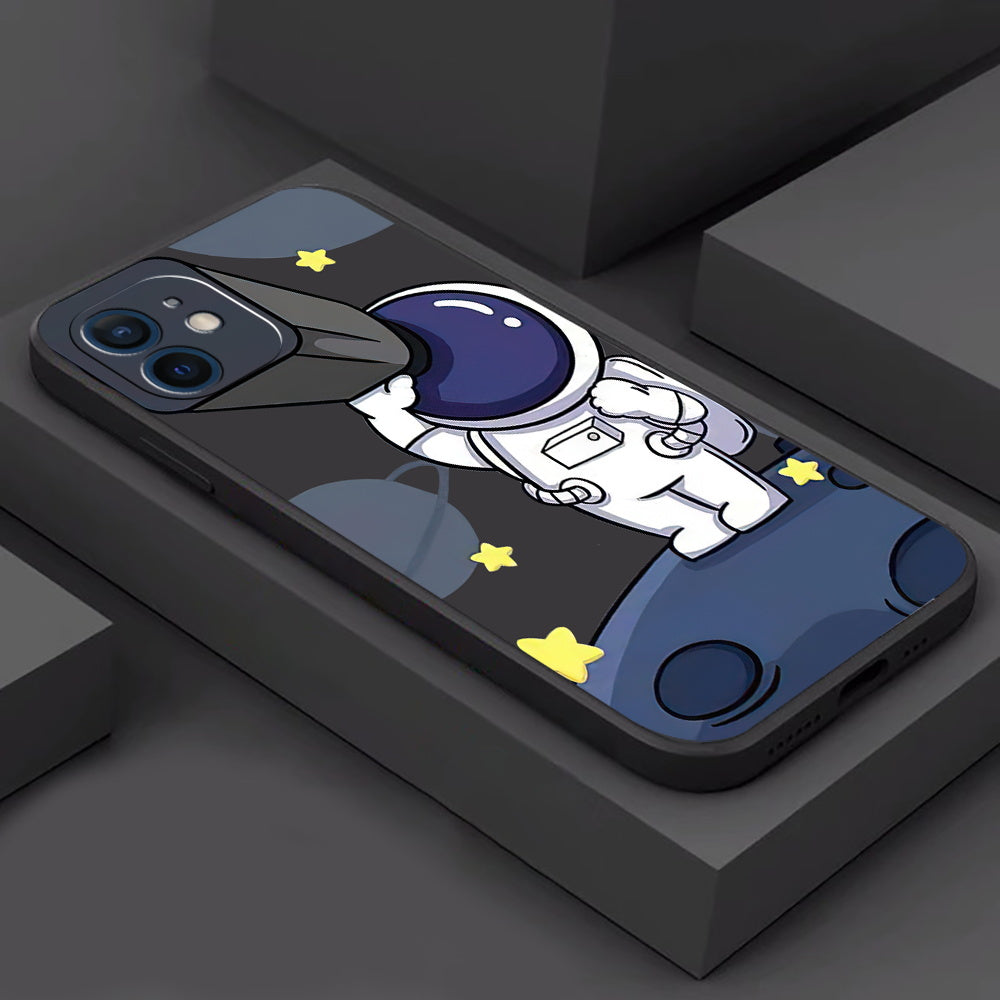 Cartoon Astronaut Luxury Phone Case For iPhone