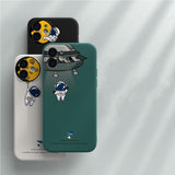 Cute Astronaut Liquid Silicone Case For iPhone