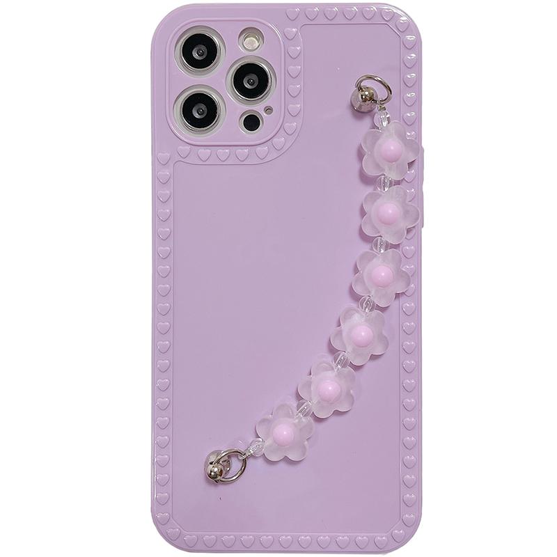 Lavender Purple 3d Flower Chain Female Soft Case For Iphone