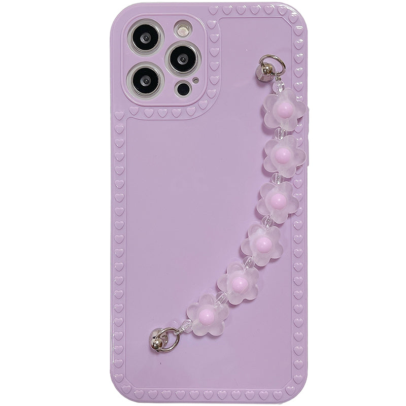 Lavender Purple 3d Flower Chain Female Soft Case For Iphone