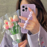 Lavender Purple 3d Flower Chain Female Soft Case For Iphone