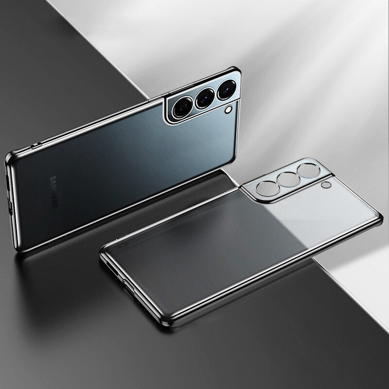 Plating Frame Transparent Silicone Case for Samsung