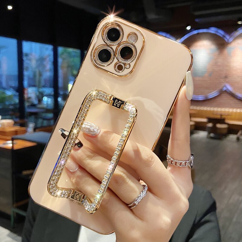 Plating Metal Holder Wrist Bracket Phone Case For iPhone