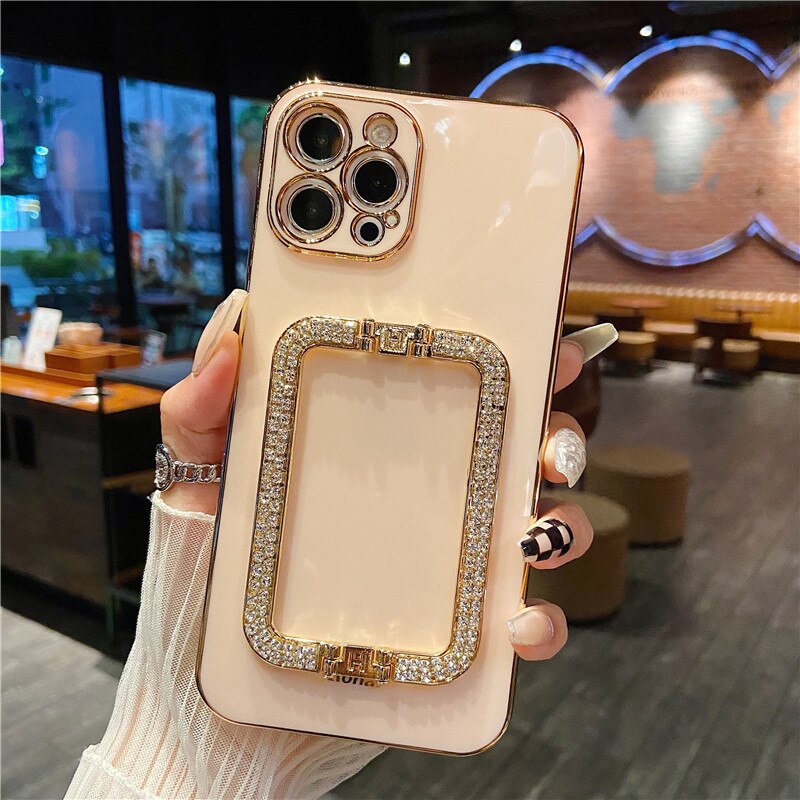 Plating Metal Holder Wrist Bracket Phone Case For iPhone