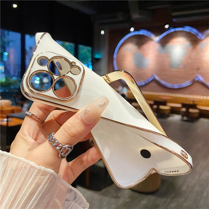 Plating Metal Holder Wrist Bracket Phone Case For iPhone