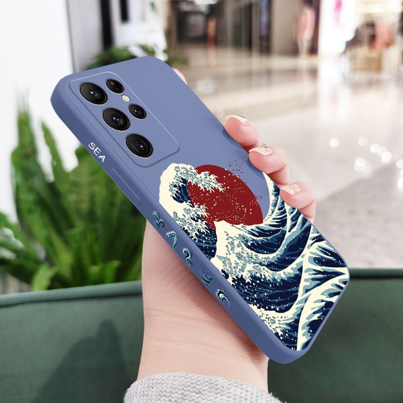 Red Sun Sea Waves Phone Case For Samsung