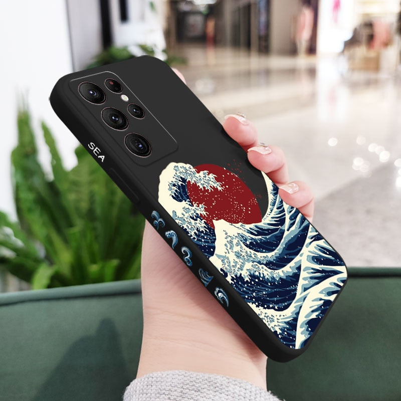 Red Sun Sea Waves Phone Case For Samsung