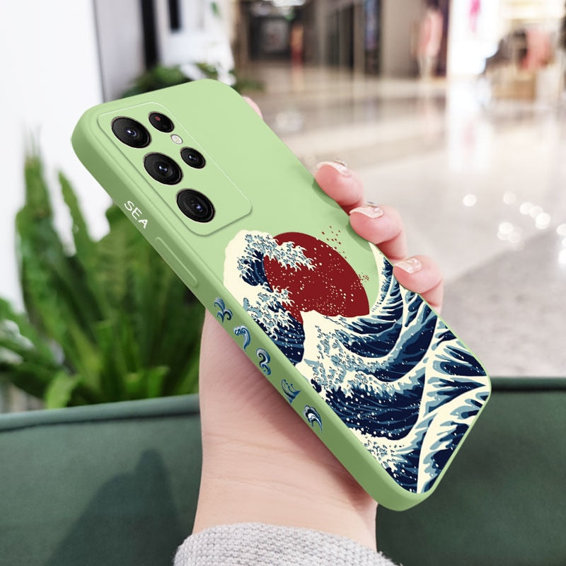 Red Sun Sea Waves Phone Case For Samsung