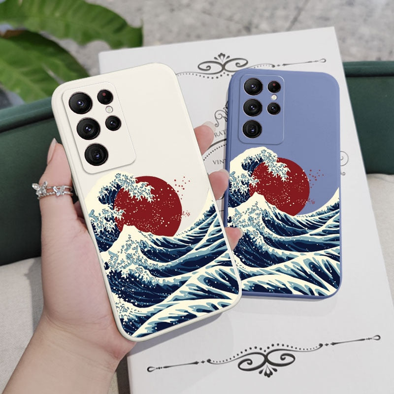 Red Sun Sea Waves Phone Case For Samsung