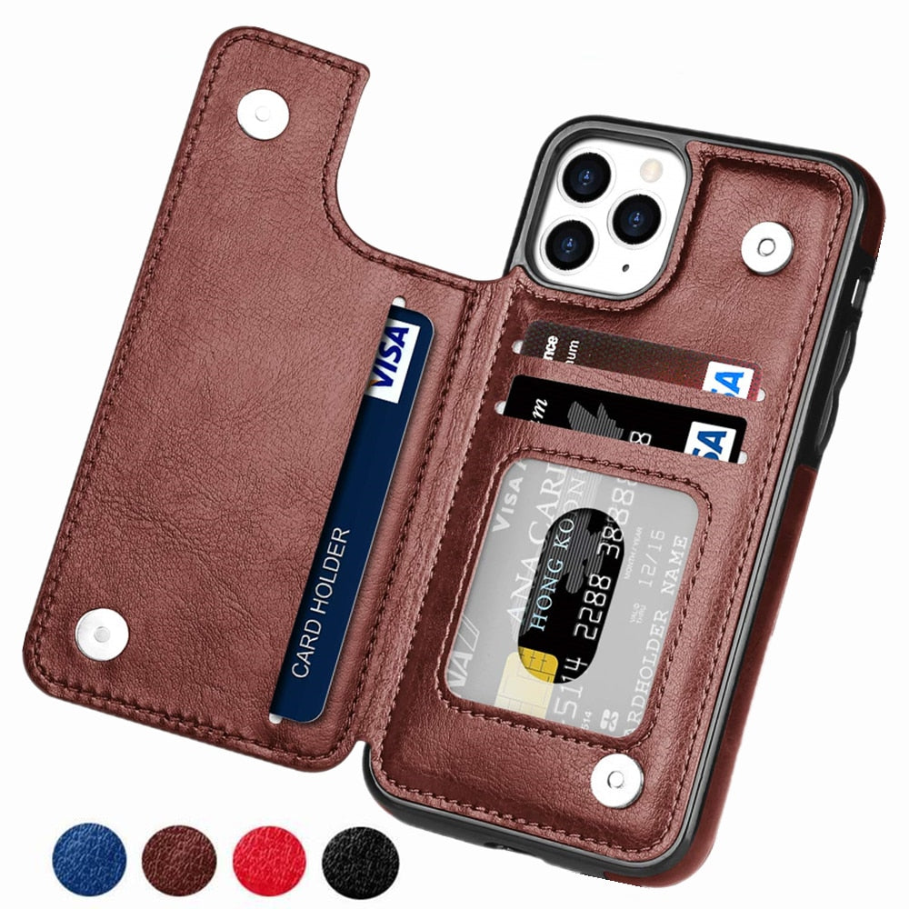 Retro PU Flip Leather Case For iPhone