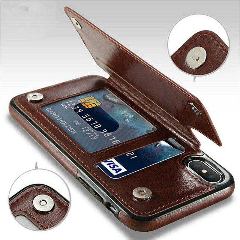 Retro PU Flip Leather Case For iPhone