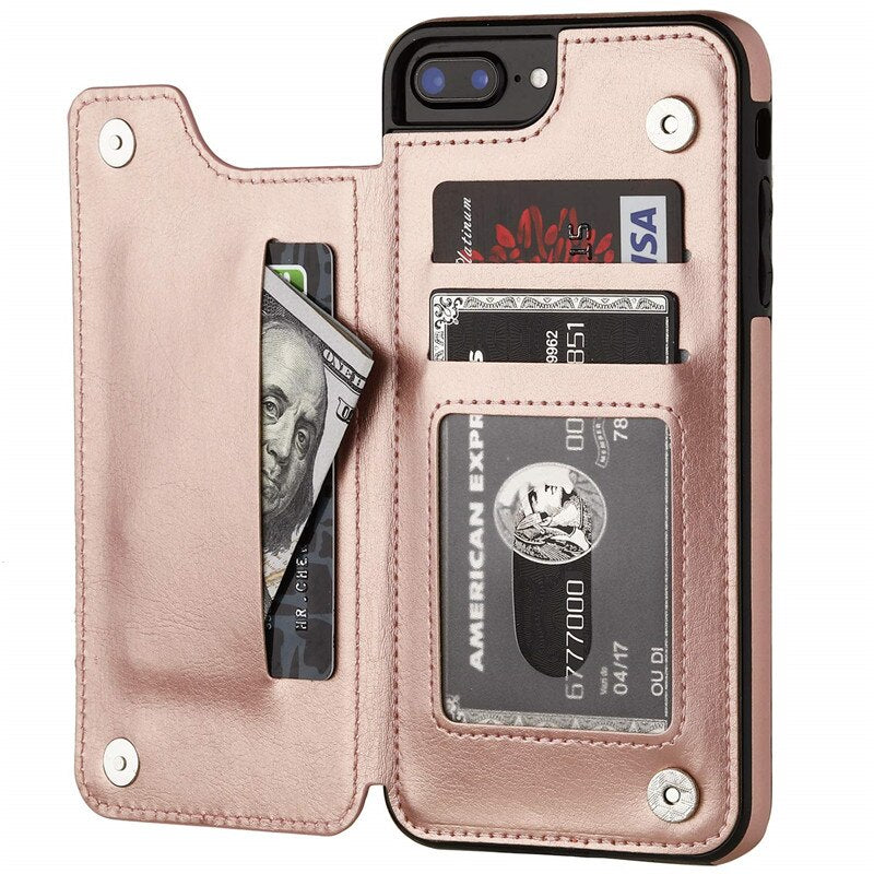 Retro PU Flip Leather Case For iPhone