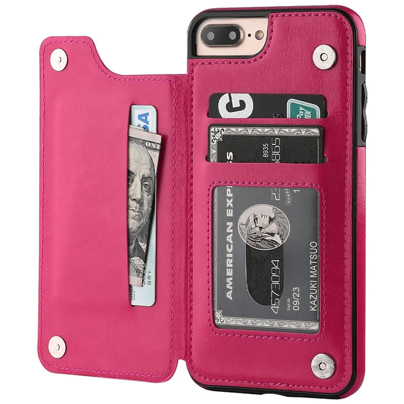 Retro PU Flip Leather Case For iPhone