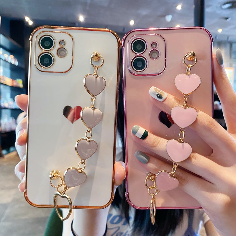 Soft Bracelet Love Heart Phone Case For iPhone