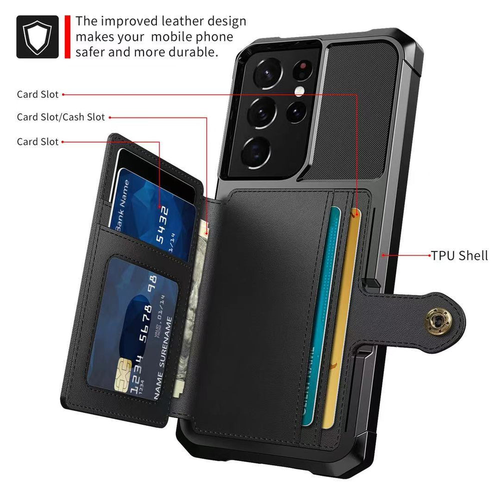 Leather Flip Wallet Photo Holder Case for Samsung