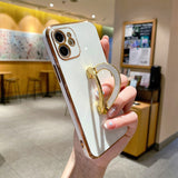 Metal Cute Heart Holder Gold Plating Case For iphone