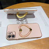 Metal Cute Heart Holder Gold Plating Case For iphone