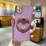 Metal Cute Heart Holder Gold Plating Case For iphone