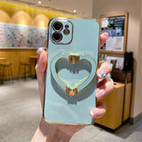 Metal Cute Heart Holder Gold Plating Case For iphone