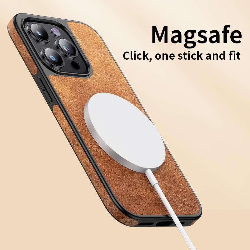 Luxury PU Leather Magsafe Wireless Charging Case For iPhone