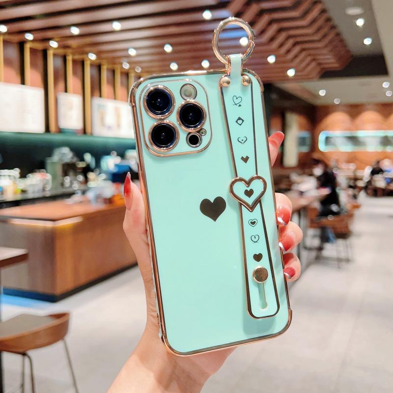 Plating Heart Silicone Soft Case For iPhone