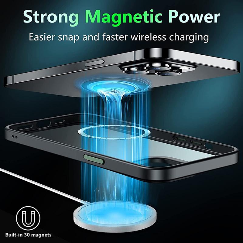 Silicone Magnetic Wireless Charge Shockproof Matte Case For iPhone