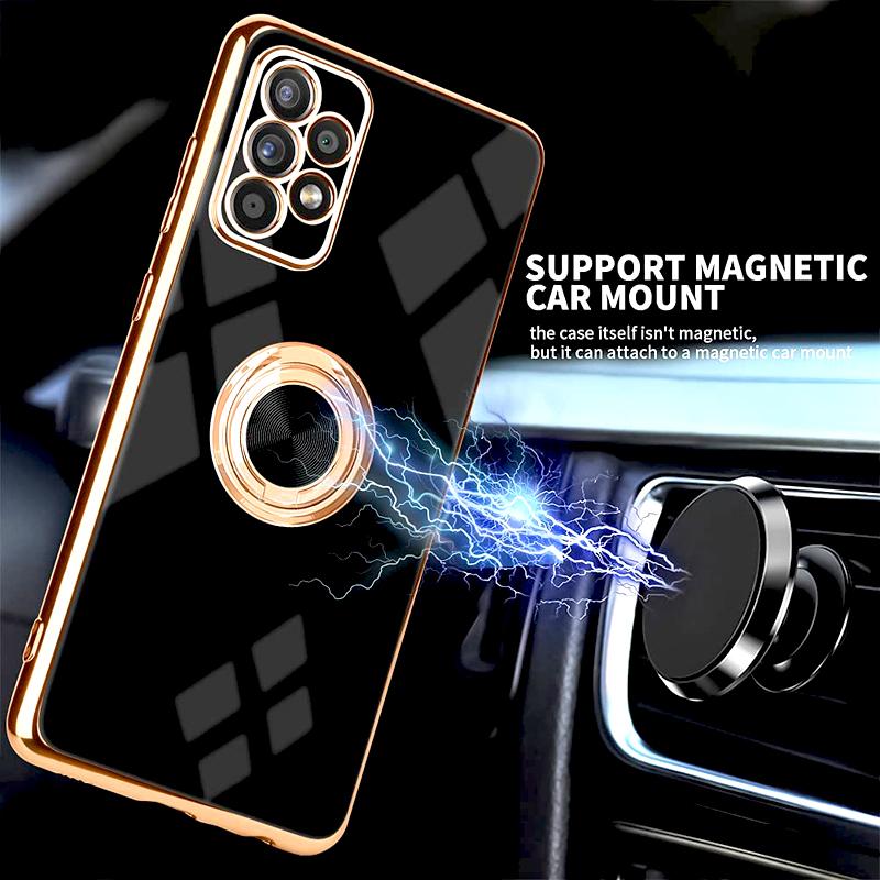 Magnetic Silicone Cover Ring Holder Case For Samsung