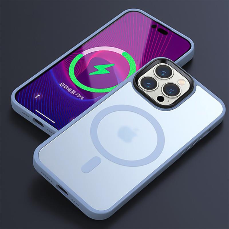 Silicone Magnetic Wireless Charge Shockproof Matte Case For iPhone