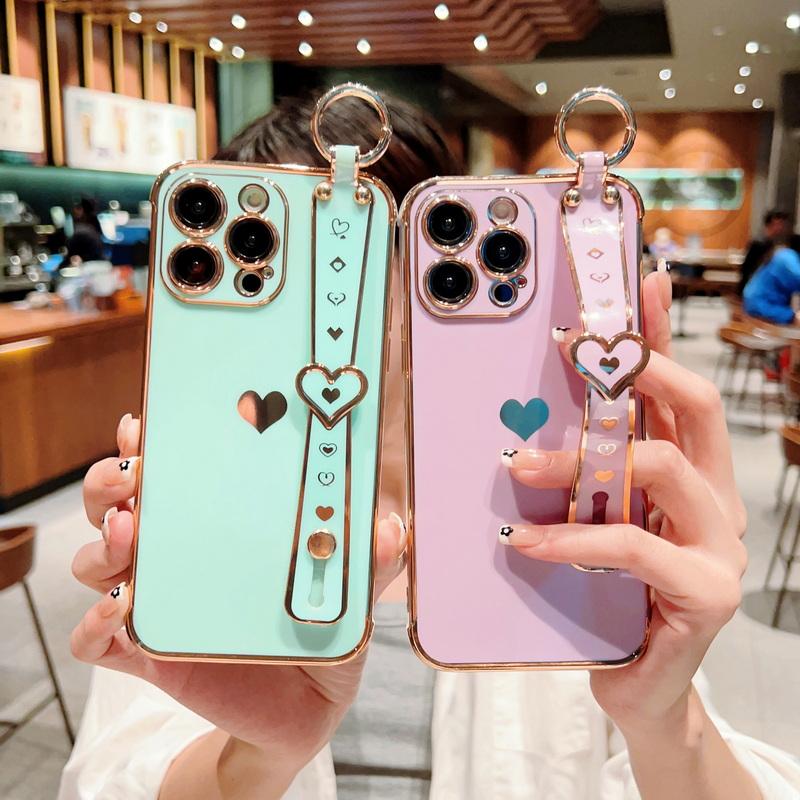 Plating Heart Silicone Soft Case For iPhone