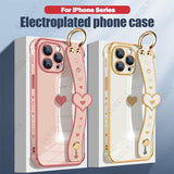 Plating Heart Silicone Soft Case For iPhone