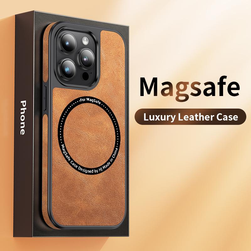 Luxury PU Leather Magsafe Wireless Charging Case For iPhone