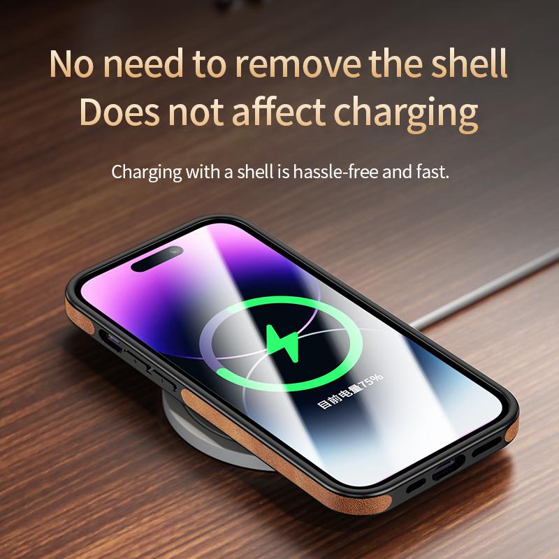 Luxury PU Leather Magsafe Wireless Charging Case For iPhone