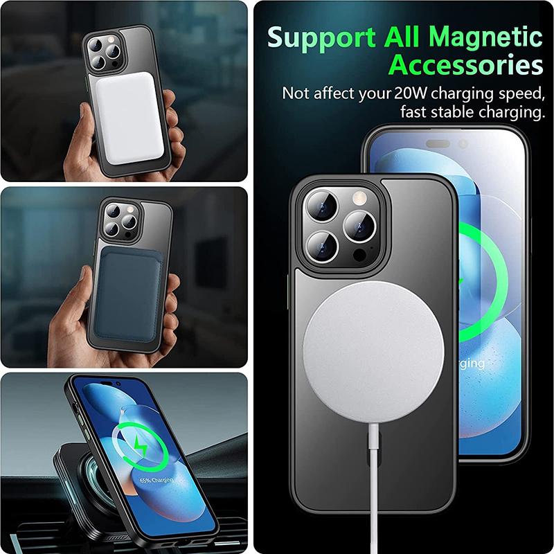 Silicone Magnetic Wireless Charge Shockproof Matte Case For iPhone