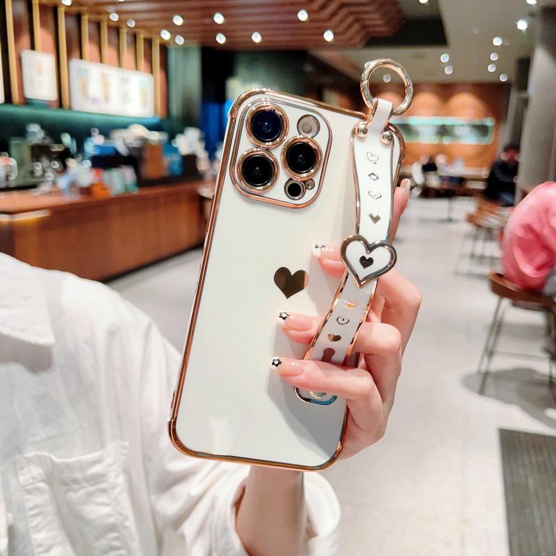 Plating Heart Silicone Soft Case For iPhone