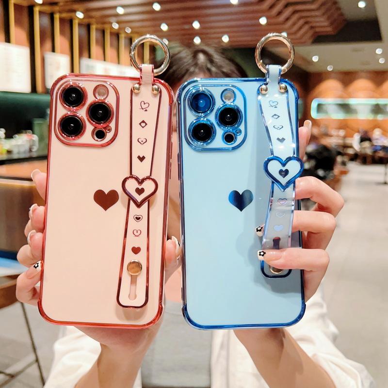 Plating Heart Silicone Soft Case For iPhone