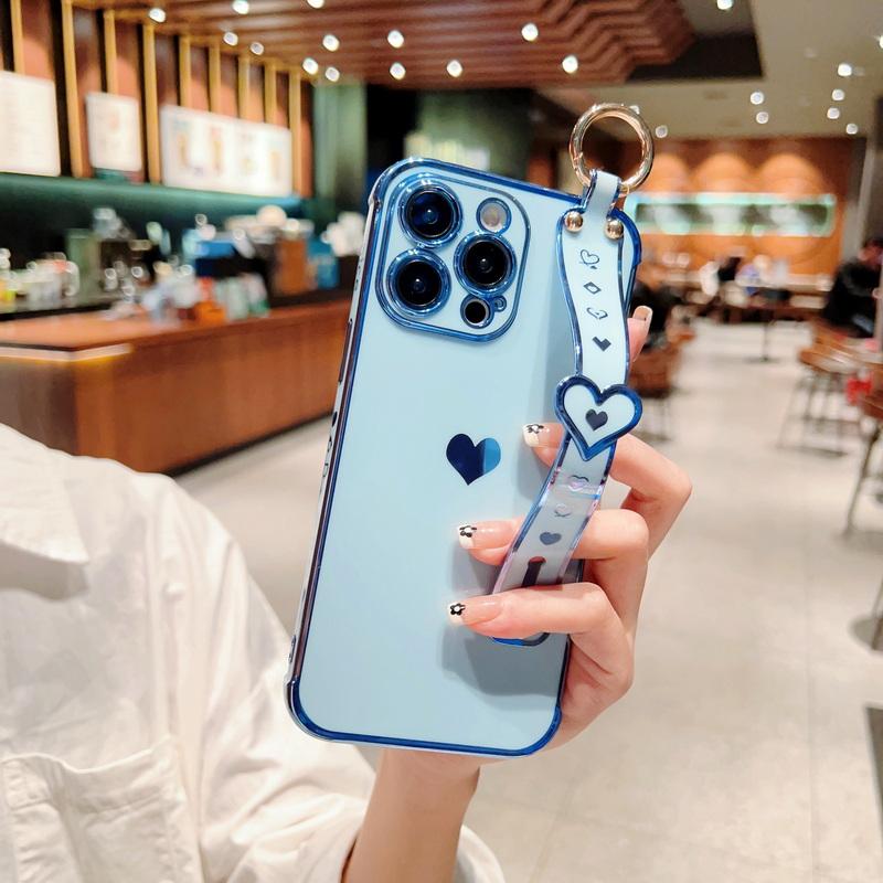 Plating Heart Silicone Soft Case For iPhone